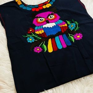 Embroidered Owl Artisanal Blouse 🦉